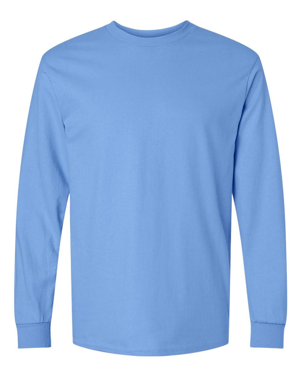 Carolina blue long sleeve t-shirt on display over a white background.