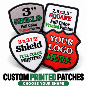 Custom Iron-On Patches w/ Black Borders - Sublimation Printed, Choose Your Shape & Design