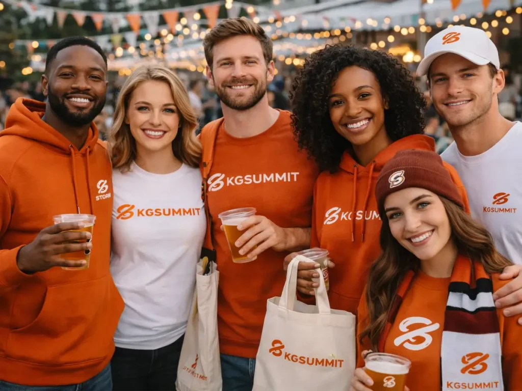 Custom event apparel and branded tote bags for group gatherings, festivals, and community events.